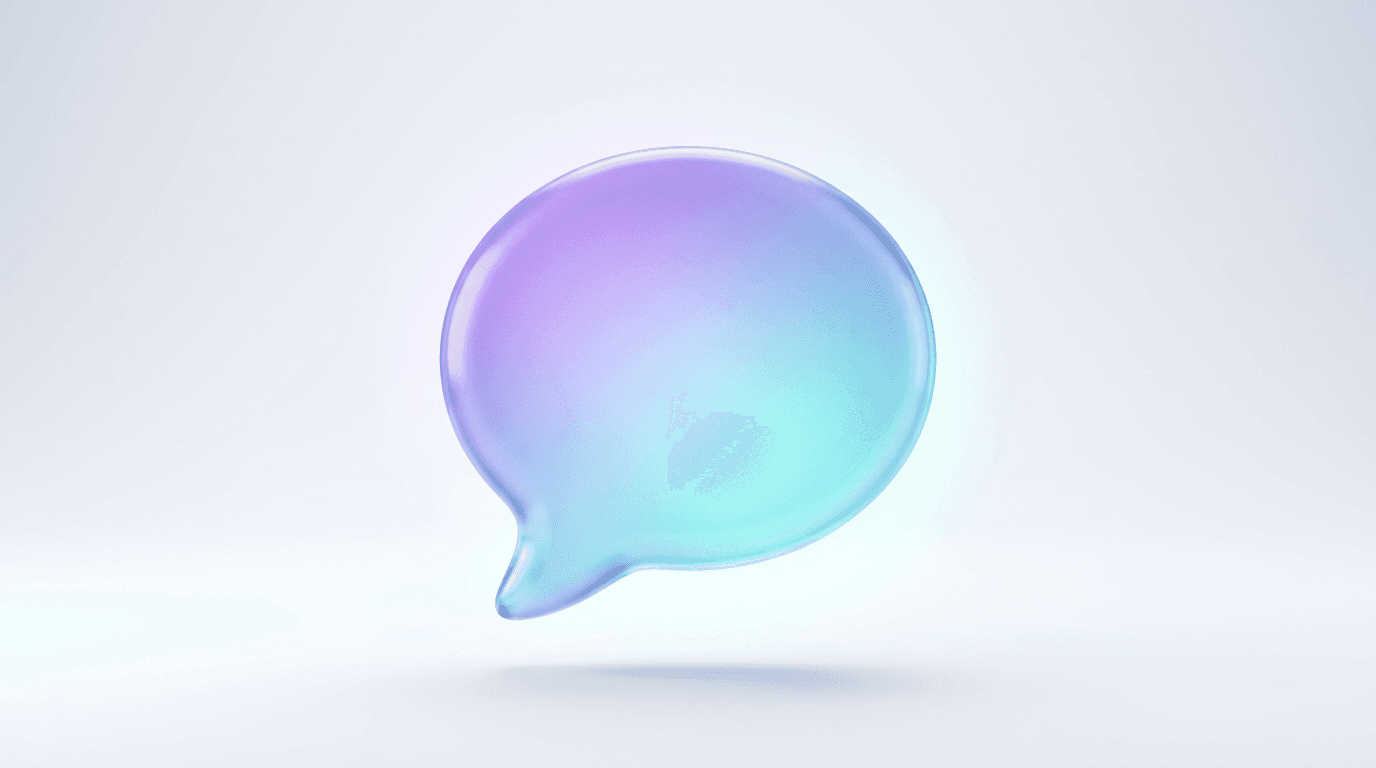 Glowing glass conversation bubble